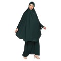 Premium Two Piece Jilbab combo in Firdaus Fabric-Bottle Green Premium Two Piece Jilbab combo in Firdaus Fabric-Bottle Green